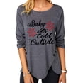 thumbnail image 2 of Blusa Estampado Cuello Redondo Dobladillo Irregular Botón Manga Larga Tops De Moda Para Mujer Gris Oscuro XL, 2 of 5