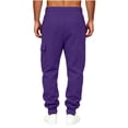 thumbnail image 5 of ersvoioy Mens Cargo Sweatpants Athletic Tapered Fit Drawstring Elastic Waist Joggers with Pockets Casual Solid Workout Running Trousers for Outdoor Purple XXL, 5 of 5