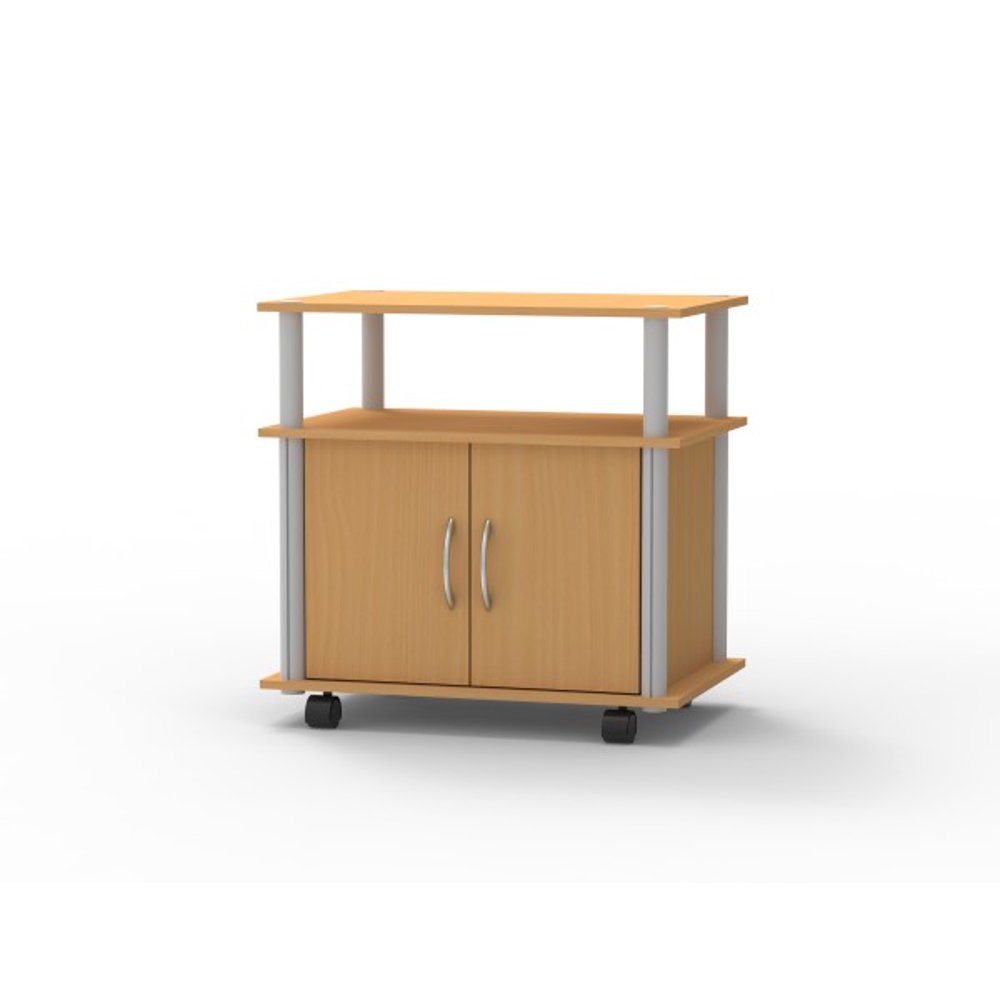 Rolling Wood TV Stand with Natural