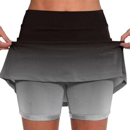 Moxiu Women Shorts Elastic Yoga Culottes Gradient Color Tie Dye Printed Athletic Short Pants Plus Size Summer High Waist Tummy Control Skirt Skorts Joggers 2025 Gray L