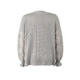 thumbnail image 4 of hirigin Women's Spring Autumn Casual Knitwear Solid Color Long Sleeve O Neck Hollow Sweater, 4 of 7
