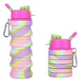 thumbnail image 2 of 501ml Rainbow Foldable Water Bottle Food-grade Silicone Cycling Hiking Kettle Direct Drinking Kid Water Bottle Christmas Gift, 2 of 5