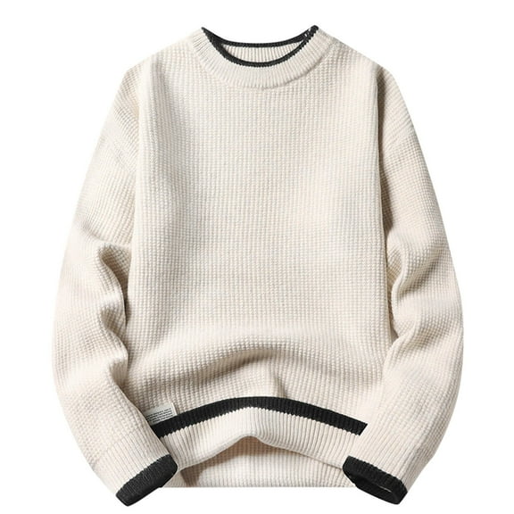 Baqcunre Male Casual Round Neck Soild Color Warm Long Sleeve Vacation Outdoor Knitted Sweater,L,Mens Sweaters And Pullovers,Mens Sweater,Long Sleeve Shirts For Men,Mens Clothes,,Beige