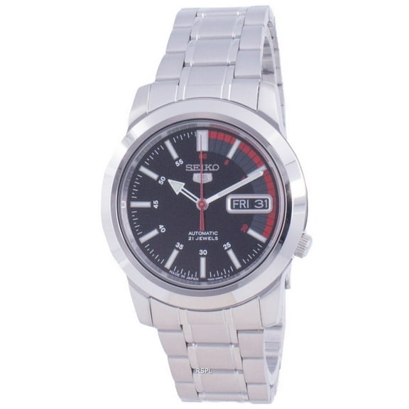Seiko Men's 5 Automatic SNKK31J1 Black Dial Stainless Steel Watch