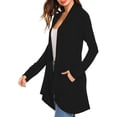 thumbnail image 3 of Hanerdun Women Open Front Sweater Cardigans Female Solid Long Sleeve Cardigan Black XL, 3 of 5