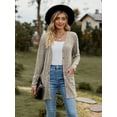thumbnail image 7 of Chiclily Women's Fall Cardigan Lightweight Soft Knit Cardigan Khaki Small Long Sleeve Open Front Coat with Pockets, 7 of 7