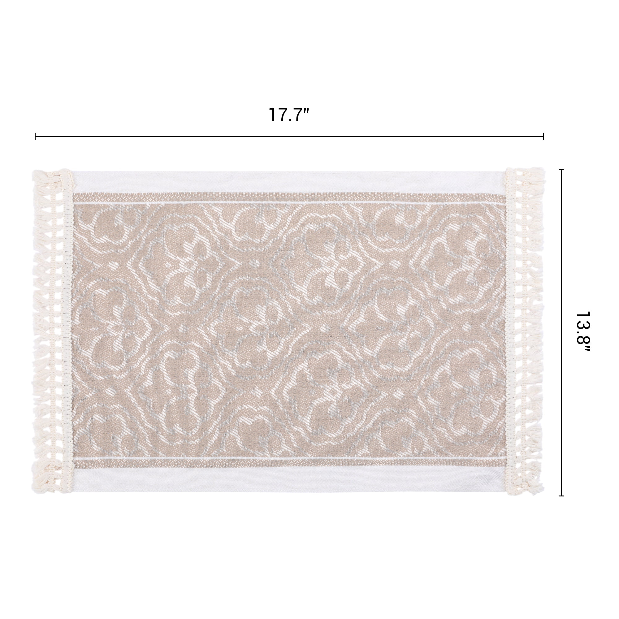Unique Bargains Set of 4 Linen Farmhouse Placemats Khaki/White 17.7x13.8inch