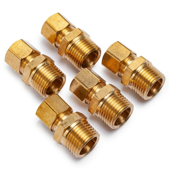 LTWFITTING Brass 1/2" OD x 1/2" Male NPT Compression Connector Fitting(Pack of 5)