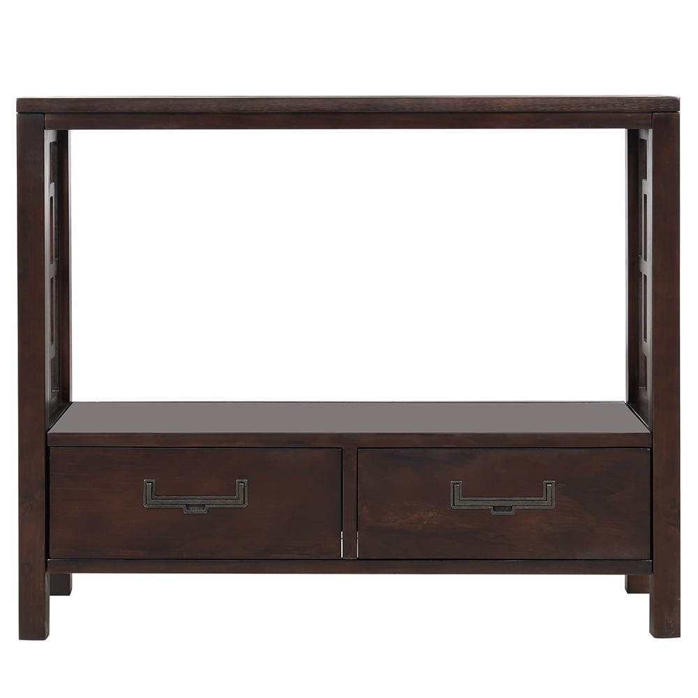 Lowestbest 36" Farmhouse Console Table, Solid Wood Sofa Table with Two Bottom Drawers, Narrow Side Cabinet for Entryway, Espresso Lowestbest 36" Farmhouse Console Table, Solid Wood Sofa Table with Two Bottom Drawers, Narrow Side Cabinet for Entryway, Espresso