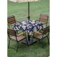 thumbnail image 4 of Outdoor Tablecloth with Umbrella Hole for Patio/Picnic/Party/Camping, Coastal Waterproof Table Cloth Square Cover Washable, Summer Nautical Ocean Floral Shell Starfish Blue (60"x 60"), 4 of 8