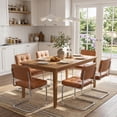 thumbnail image 5 of Zesthouse 19.3″Mid-Century Modern Dining Chairs Set of 2, Faux Leather Upholstered Kitchen Chairs with Back and Chrome Legs, Armless Side Chairs for Kitchen & Dining Living Room, Brown, 5 of 11