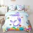 thumbnail image 1 of Little Mermaid Ensemble de Literie Grand 7 Pcs, Ensemble de Draps Poisson Océan Animal Marin Rêveur avec Couette, 1 of 5