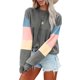 thumbnail image 1 of Sudadera con capucha Cuello redondo Manga larga Bloqueo de color Tops casuales de moda para mujer Gris XL, 1 of 6