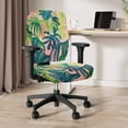 thumbnail image 3 of ZUXONGSY Palm Leaf Office Chair Cover Set of 2 Piece Universal Desk Swivel Chair Cover Protective Stretch Decorative Fabric Cover with Elastic Bands Gifts for Friends and Family, 3 of 7