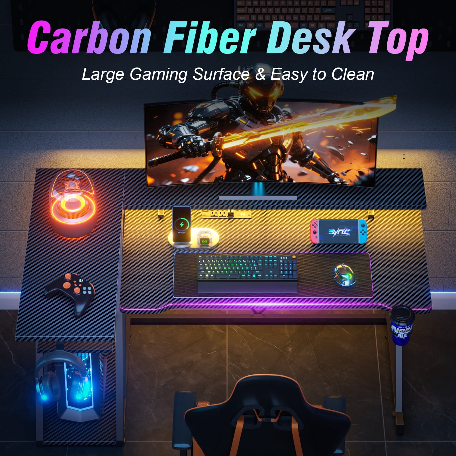 Dwezzo 39" Black Pro L-Shaped Gaming Desk, Home Furniture Gaming Station