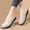 Beige, variant on Viluyesy Loafers for Womens, Fashion Floral Faux Leather Round Toe Comfortable Casual Slip On Shoes Beige US7.5