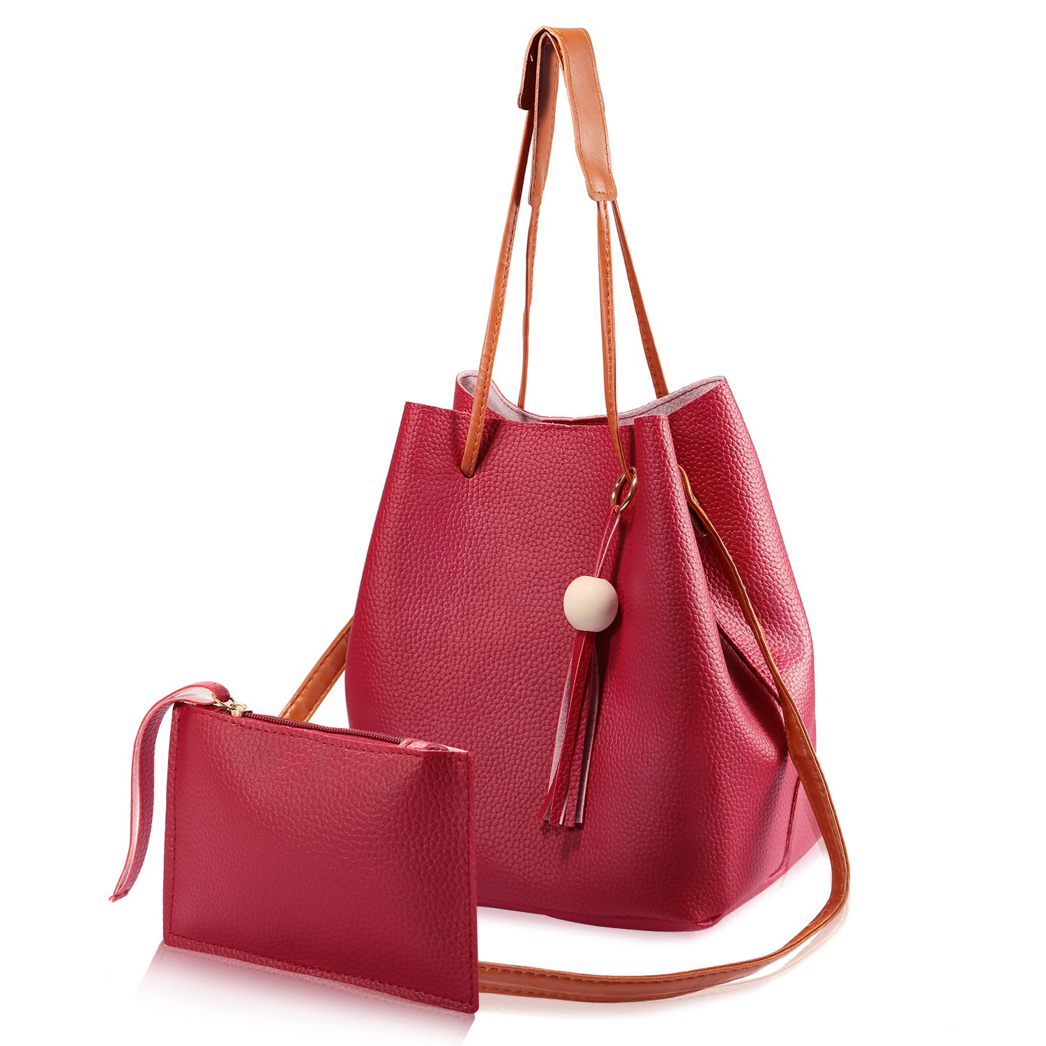 1Set/2Pcs Women Leather Handbags Shoulder Bags Lady Crossbody Bags Clutch Purse - 0
