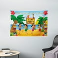 thumbnail image 1 of Tiki Bar Decor Tapestry, Hawaiian Luau Party in Cartoon Style Dancers on Beach Festive Tradition, Wall Hanging for Bedroom Living Room Dorm Decor, 60W X 40L Inches, Multicolor, by Ambesonne, 1 of 2