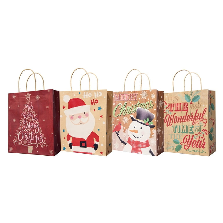 Pack of 12 Assorted Medium Christmas Gift Bags with Handle