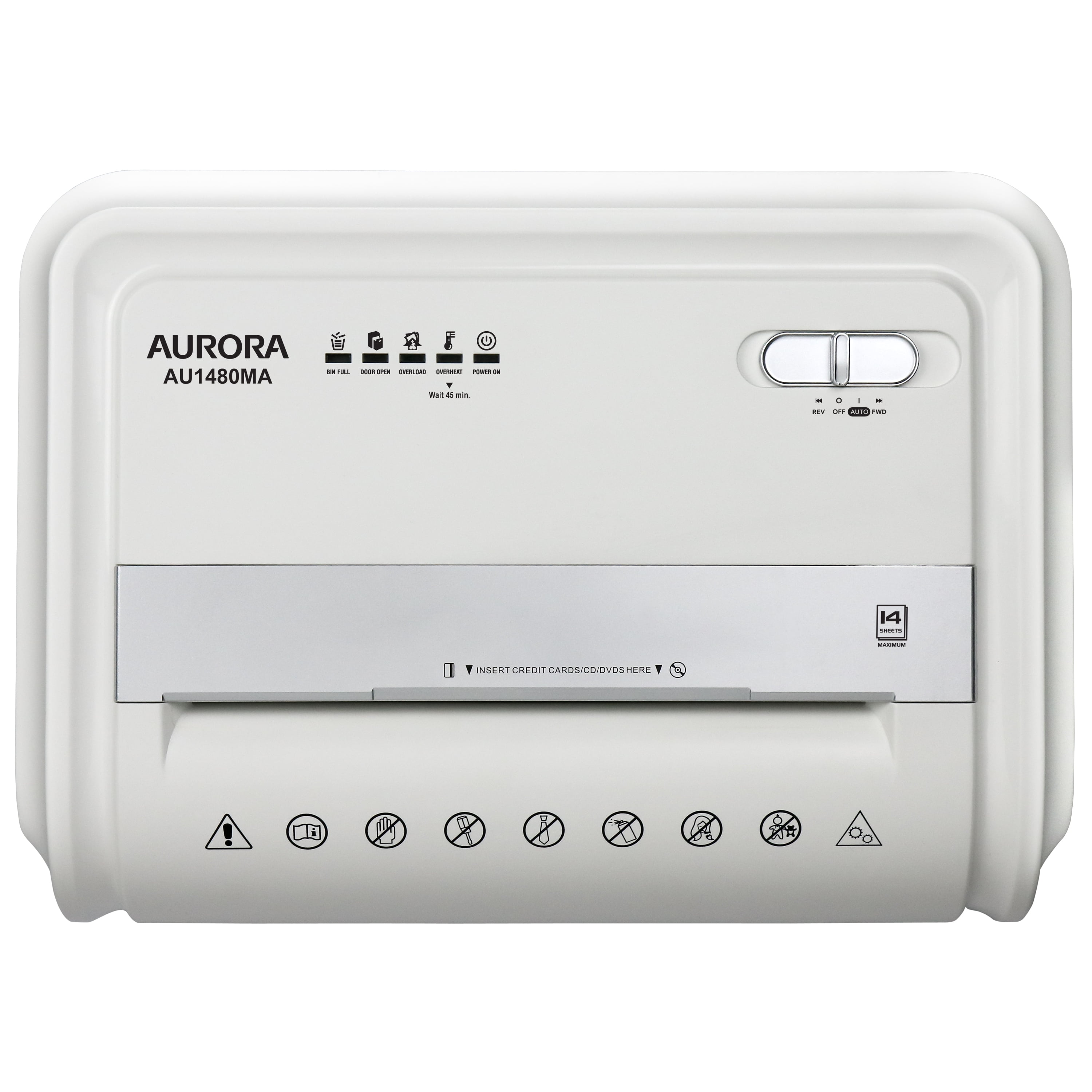 Aurora GB AU1480MA High-Security 14-Sheet Micro-Cut Shredder, Anti-Jam, CD/DVD Credit Card, Pullout Basket, 30 Minutes Duty Cycle