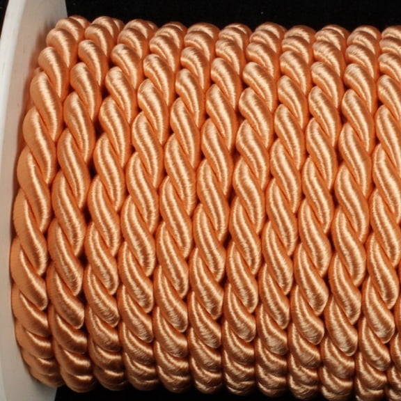 Peach Orange Braided Cording Wired Craft Ribbon 0.25" x 17 Yards