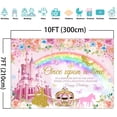 thumbnail image 4 of Princess Happy Birthday Backdrop Pink Royal Castle Carriage Floral Birthday Backdrop Princess Theme Girl Birthday Party Decorations Banner Photo Studio Props (7x5ft), 4 of 7