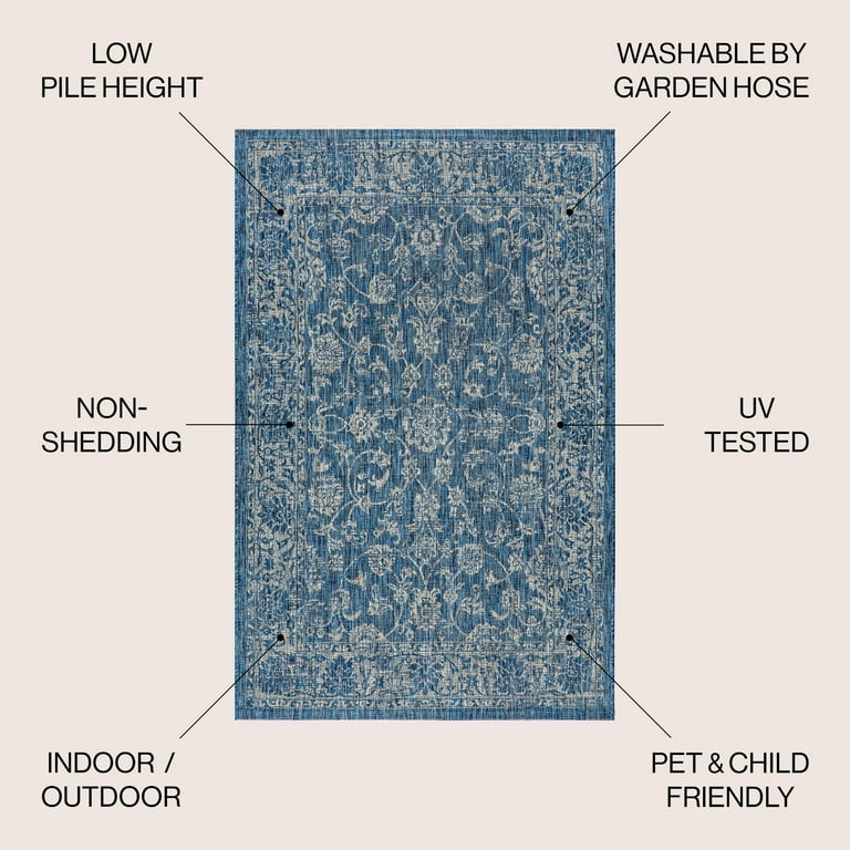 5’ X 8’ Gray And Navy Boho Chic Area Rug 5’ X 8’ Gray And Navy Boho Chic Area Rug