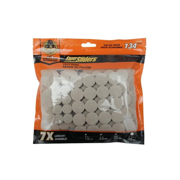 Super Sliders With Gorilla Glue Felt Value Pk Beige 134 pc, Felt Value Pack BAG
