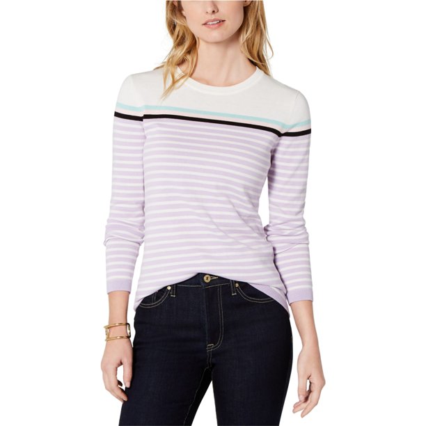 Tommy Hilfiger suéter a rayas para mujer, morado, extragrande Tommy Hilfiger Pull-over