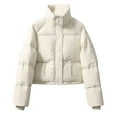 thumbnail image 3 of Color Women's Stand Collar Zipper Pocket Thick Warm Jacket Ladies Short down Jacket Women Short down Coat Winter plus Size Coats for Women Dressy for Women off Door down Coat Jacket for Lady Utility, 3 of 3