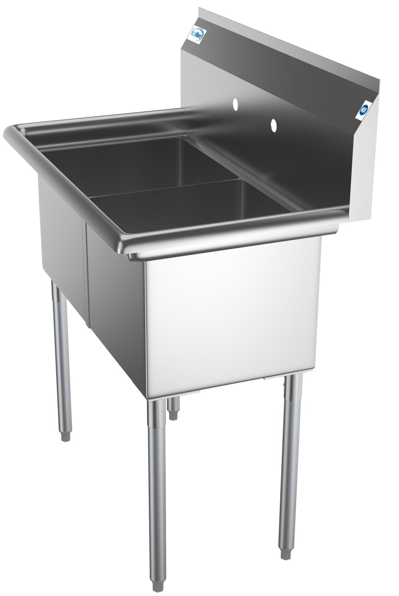 KoolMore 36 in. Two Compartment Stainless Steel Commercial Sink, Bowl Size 15"x 15"x 12"