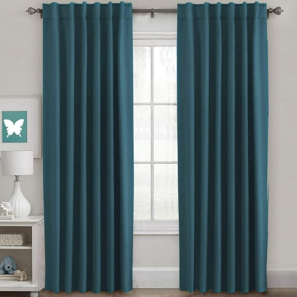 Cortinas opacas con aislamiento térmico para ventanas, paneles de tratamiento para oscurecer la habitación, cortinas opacas para sala de estar, lengüeta trasera/bolsillo para barra, cortinas para dormitorio, 52 x 84 pulgadas, verde salvia claro, 2 panelesAqua52" W x 54" L