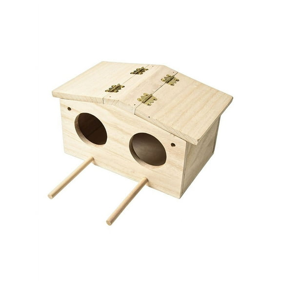 Bird Breeding Nest Parakeet Nesting Box Natural Wood House Parrots Mating Box, Ideal for Nesting and Mating, Birdhouse for Small Parrots, Indoor and Outdoor Use