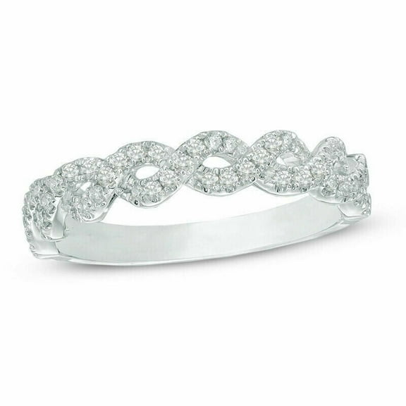 Twisted Diamond Band, Loose Braid Diamond Eternity Ring, Half Eternity Diamond Wedding Band, Delicate Diamond Anniversary Band, 925 Sterling Silver, 1.6 Ct Simulated Diamond