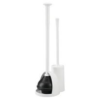 mDesign Hidden Plunger and Brush Set for Toilet Bowl - White