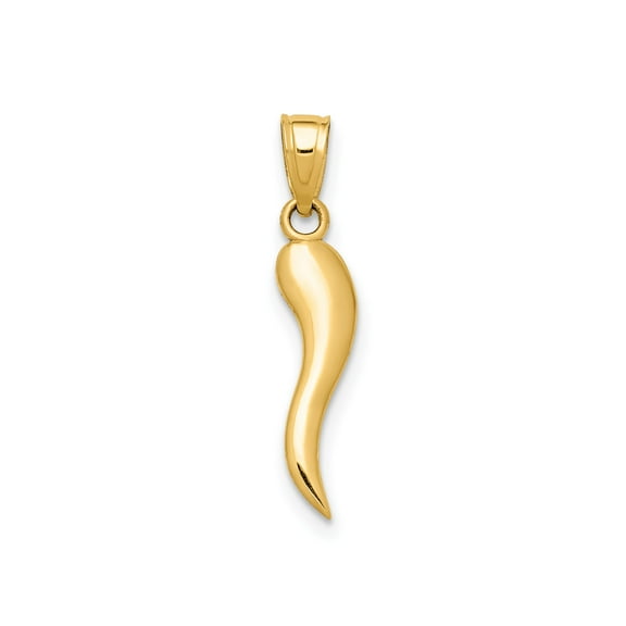 14k Yellow Gold Italian Horn Cornicello Pendant Charm for Women and Men, Jewelry Stores Network