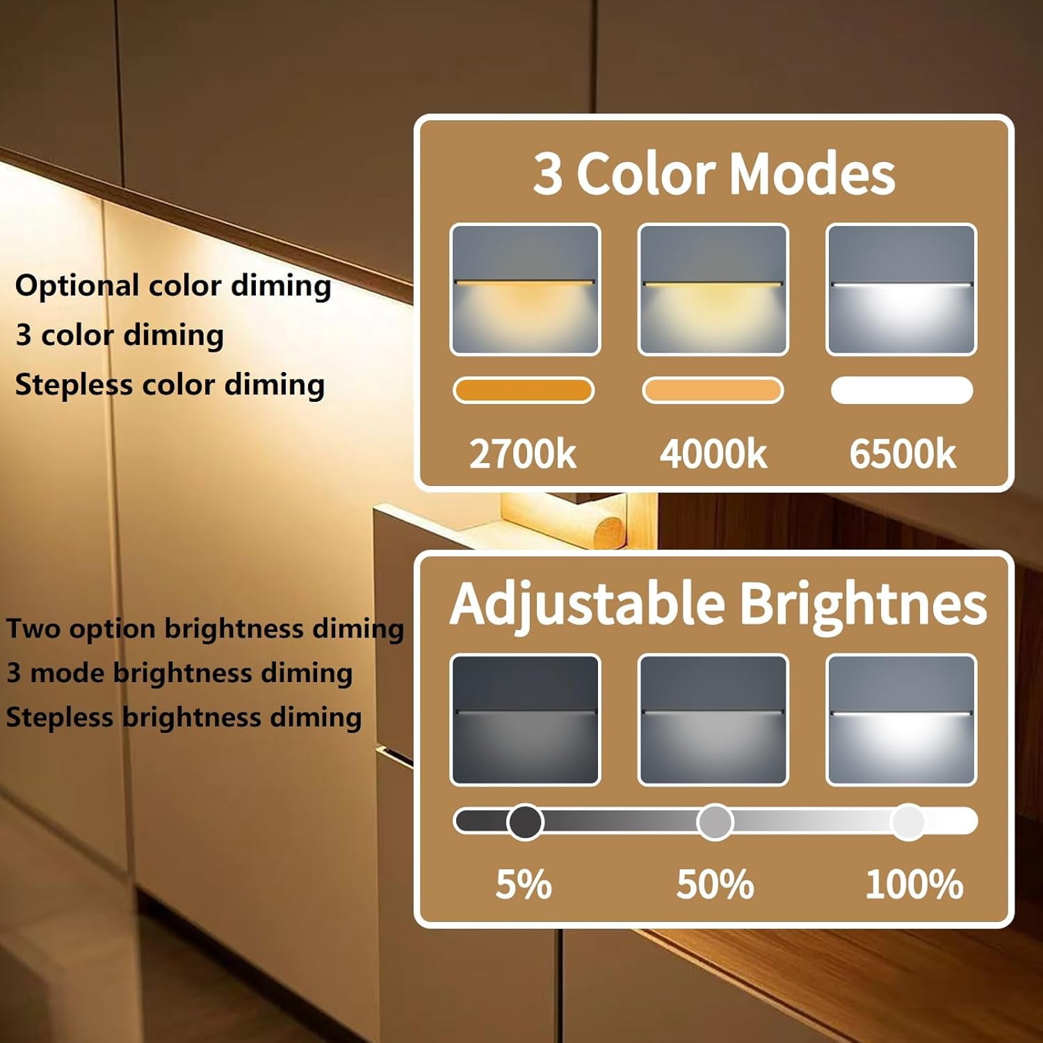 Black Plug in Under Cabinet Light bar with Motion Sensor, Dimmable, Remote Control,Color and Brightness Adjustable, Magnet LED Strip Lights for Kitchen, Workbench, Closet 3 Pack