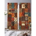 thumbnail image 3 of Boho Vintage Sheer Curtains 84 Inch Length 2 Panels Set, Brown Ethnic Middle Century Geometric Voile Window Treatment Rod Pocket Curtains Sheers Drapes for Bedroom/Living Room/Kitchen 52"x84"x2, 3 of 7