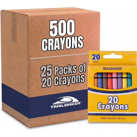 25 Pack of Crayons Containing 20 Crayons Per Box for Coloring - 500 Count Crayons Total