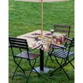 thumbnail image 4 of Outdoor Tablecloth with Umbrella Hole Zipper,Purple Lavender Daisy Country Flower Waterproof Zippered Table Cloth for Rectangle Tables,Pastoral Plant Retro Linen Patio Table Covers for Indoor Pinic, 4 of 6