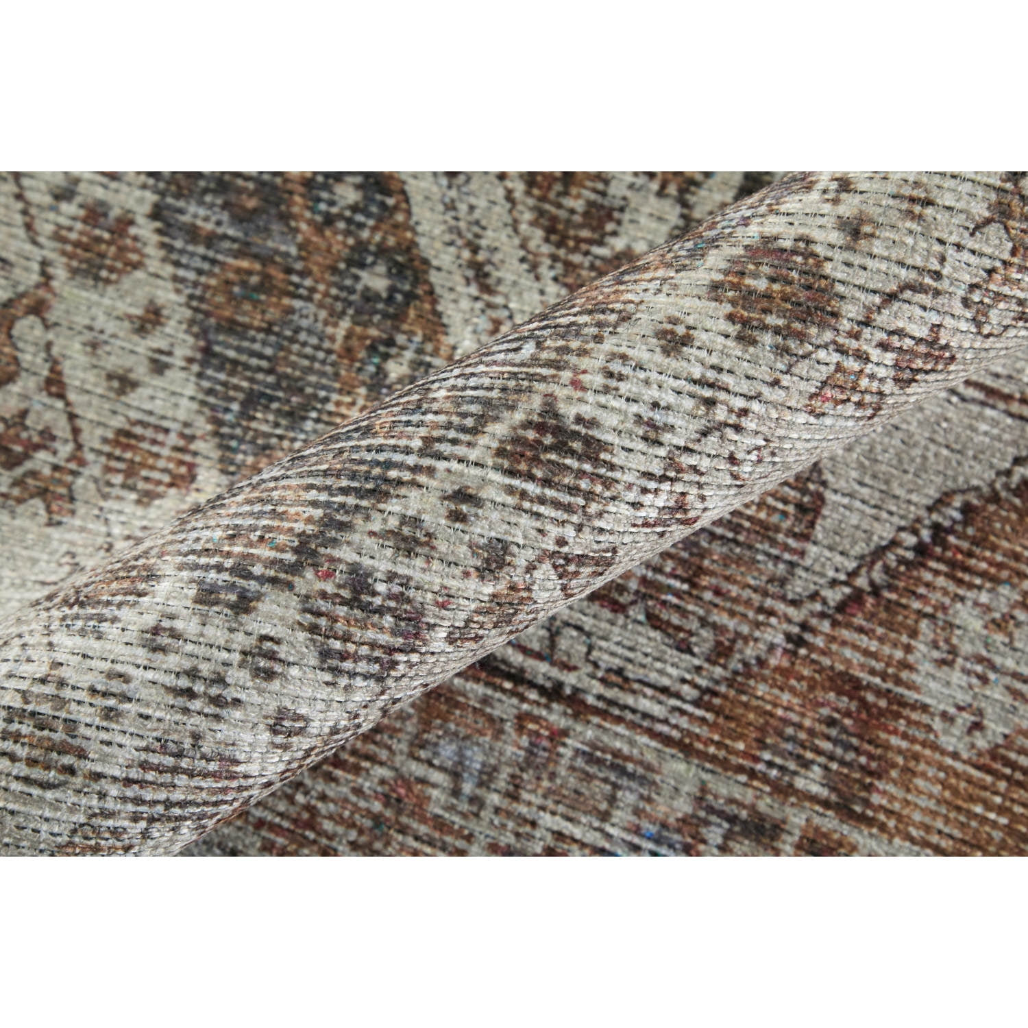 Feizy Percy Transitional Medallion, Ivory/Orange/Brown, 4' x 6' Accent Rug Easy Care Fade Resistant Sheen Bohemian & Eclectic Distressed Floor Rug for Living room Bedroom