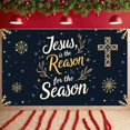 thumbnail image 6 of Gold Decor Jesus Banner Cross Pattern Religious Banner Snowflake Design Starry Pattern Christmas Banner for Christmas Celebration Church Event Religious Gathering, 6 of 8