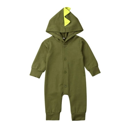 

Binpure Infant Baby Unisex Autumn Romper 3D Cartoon Dinosaur Hooded Jumpsuit
