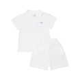 thumbnail image 5 of iixpin Kids Girls Boys Two-Piece Outfit Turn-Down Collar Short Sleeve Letter Embroidery T-shirt with White 130, 5 of 6