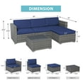 thumbnail image 3 of JOIVI 5 Pieces Outdoor Patio Furniture Set, All Weather PE Gray Wicker Rattan Sectional Furniture Set with Coffee Table, Navy Blue, 3 of 7