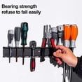 thumbnail image 4 of Black Metal Wall Mounted Tool Organizer Rack, Heavy Duty Storage System for Screwdrivers, Pliers, Wrenches & DIY Hand Tools, 15.75 x 1.77 Inch, 2-Pack, 4 of 8