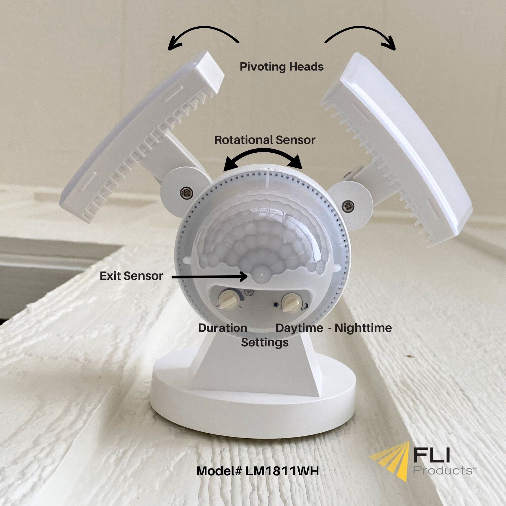 IQ America LED Outdoor Motion Sensor Security Floodlight, 1100 Lumens, 180° Detection, Weatherproof