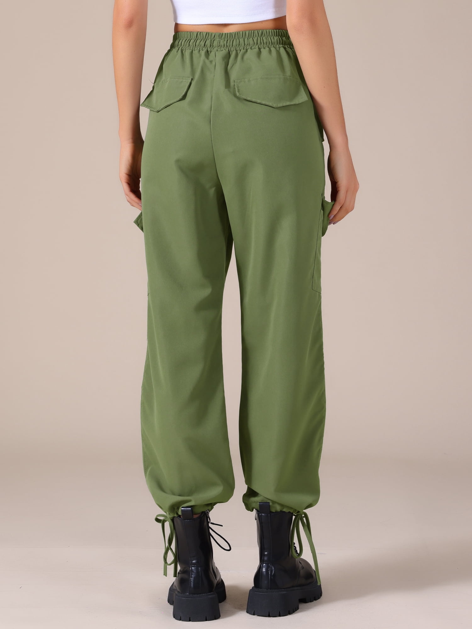 DARING DIVA Women's Cargo Pants with Pockets Casual Trousers X-Large Green