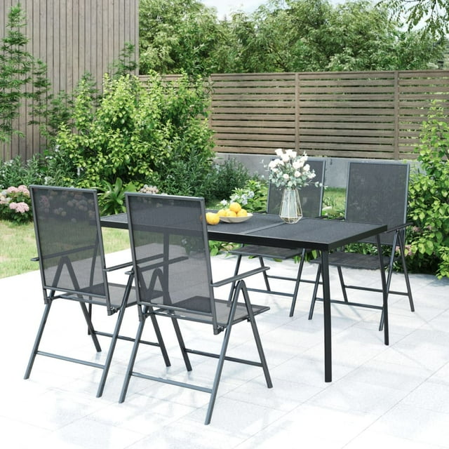 vidaXL Ensemble de Salle à Manger de Jardin 5 Pcs Anthracite Acier