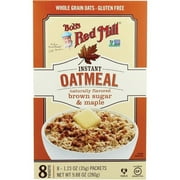 Bob's Red Mill, Gluten Free, Brown Sugar and Maple Flavored, Instant Oatmeal, 9.88 oz Carton Box, 8 Count